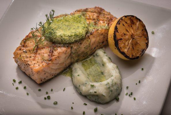 Chargrilled Salmon with Lemon Dill Butter