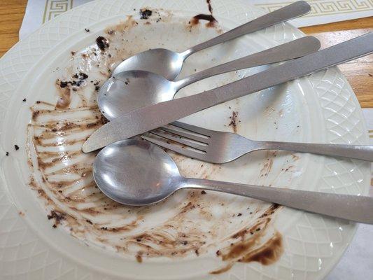 Remains of our chocolate cake al a mode lol