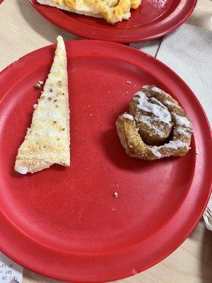 Dessert pizza and Cinnamon roll