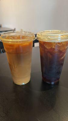 Iced Coffee (left) + Nitro Cold Brew Coffee (right)