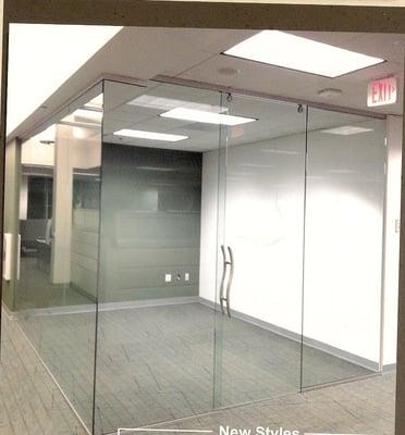 Interior glass wall and door