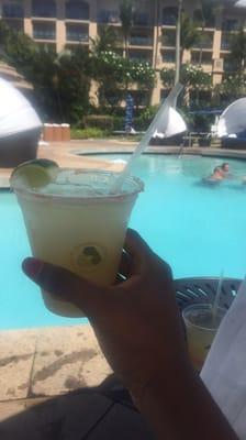 Poolside coconut magarita which was amazing and crispy "spicy Hawaii" wings