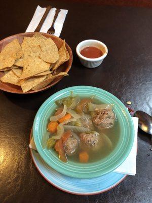 Albondigas!  I just love this spicy broth, veggies, and meatballs.