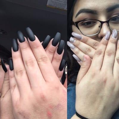 My before nails were the lavender purple and my after nails were matte black which came out really nice