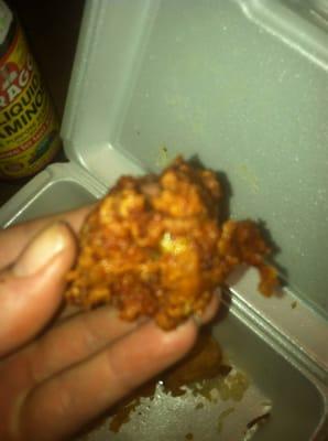 Gross old oil fried chicken leg.