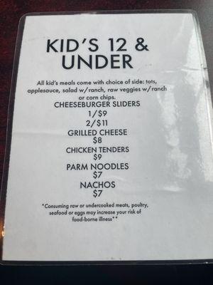 Kids menu (8/5/23)