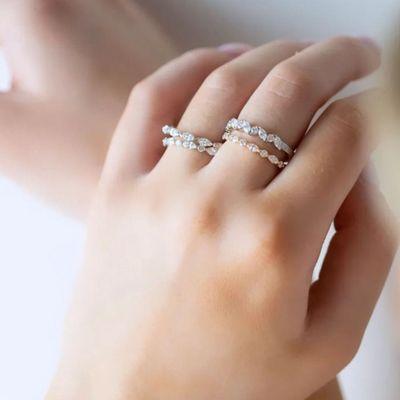 Stackable diamond bands. Dainty diamond bands