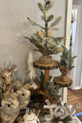 We actually bought the tiered wooden tree display. It was a little over $20.