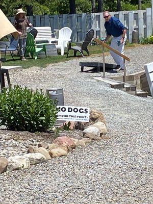 Sign at entrance to brewery.  This is a far as we went.  Moved on to other dog friendly options.