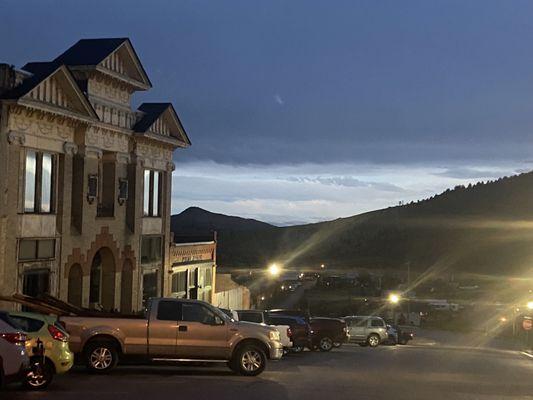 A nice view down the street from the Victor Hotel at sunset.