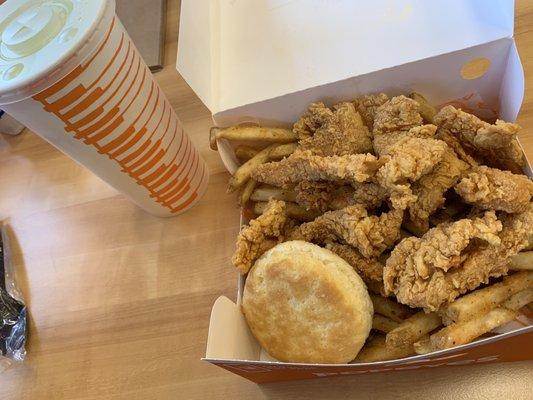 3 Piece Chicken Box with Fries and a Coke Beverage