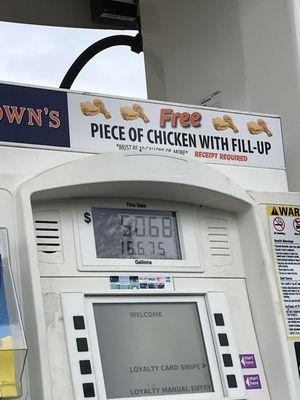 Ad for free chicken with fill up