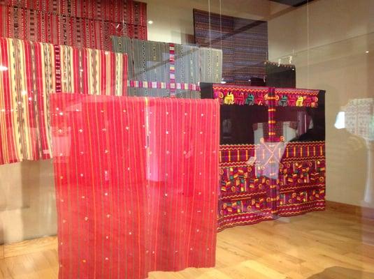 Vintage huipils on display at the Textile Museum in San Cristobal de las Casas, Chiapas Mexico.