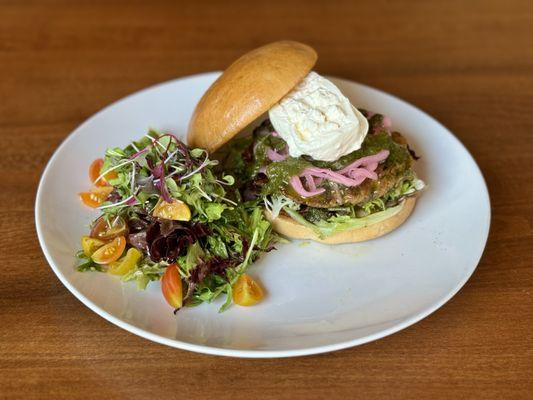 Lunch Special: Colorado Lamb burger with burrata