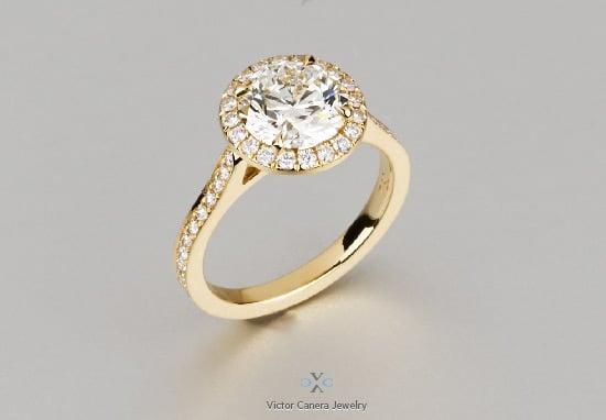 Yellow gold, halo engagement ring!