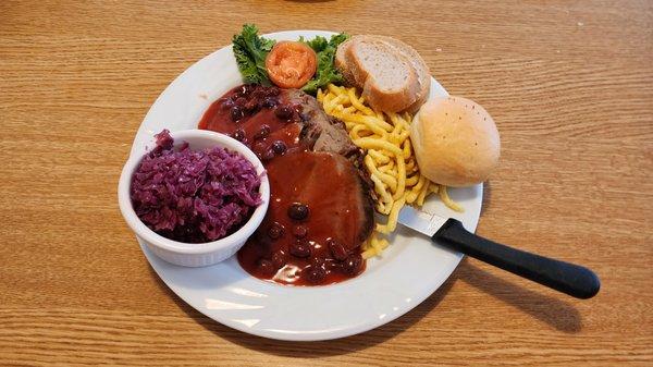 Sauerbraten: a bit on the tough side but good flavors