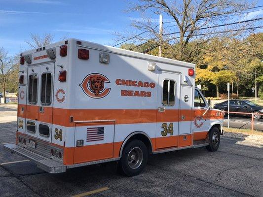 Chicago Bears themed ambulance. A very fun project we had. Go bears