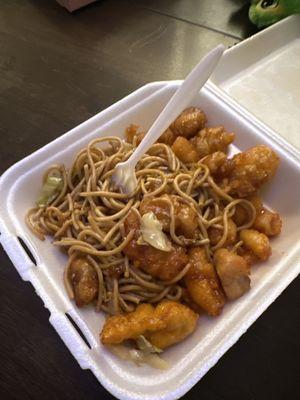 Orange chicken and lo mein