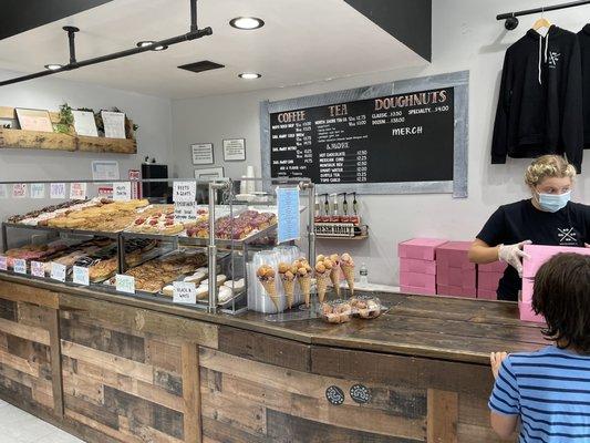 We got the cookies and cream, the churros, the glazed, and the cereal donuts.