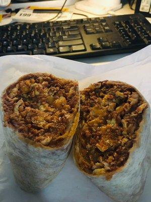 Working remotely gives me time to step up my burrito game ( chorizo )... fire !!