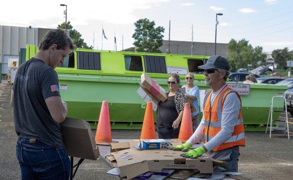 Friendly staff answer your questions about recycling cardboard and other items.