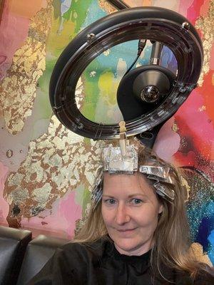 Beautiful mural art work and new age hair dryers!