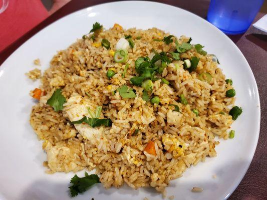 Spicy chicken fried rice and veggies