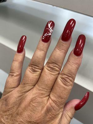 Beautiful nails with hand painted design!