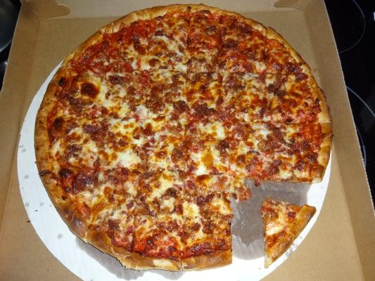 large bacon pizza, at Terryville Pizza in Terryville, CT.