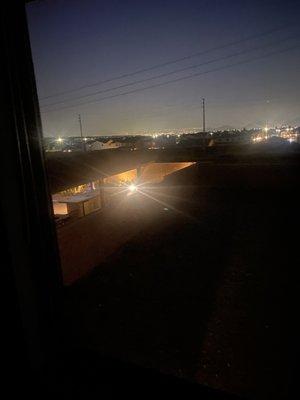 Neighbors lights shining in our master bedroom