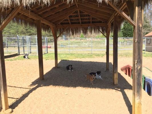 All our play yards have large shade structures for those sunny days!