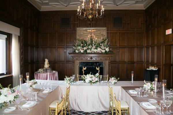 Flower arrangements for reception dinner, designed by Laura, Poppy's Petalworks