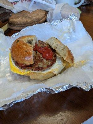 sausage edd and cheese $7.40