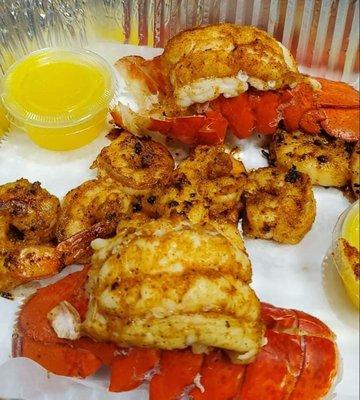 Grilled Lobster and Grilled Shrimp