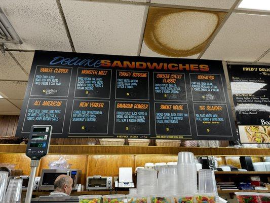 Deli sandwich menu