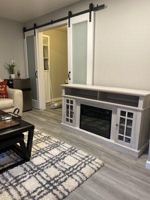 Barn doors in basement remodel