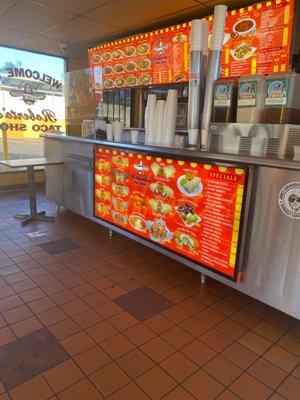 Front counter with menu