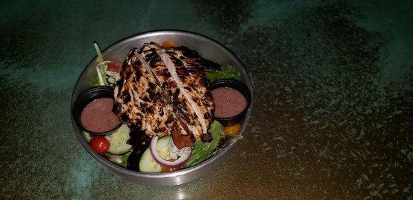 Grilled chicken salad with raspberry vinaigrette