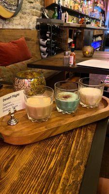 Martini Flight: Espresso, Grasshopper and Banana Foster