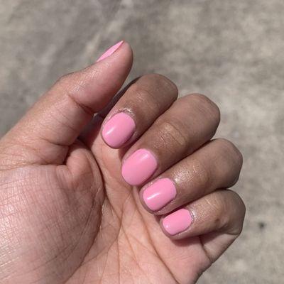 Pink shellac manicure