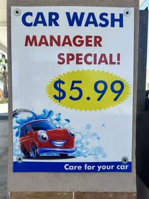 CAR WASH EVERYDAY MANGER SPECIAL