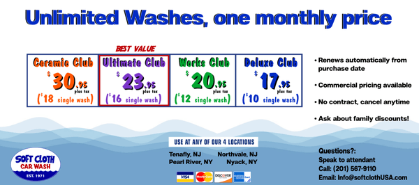 The new low prices for unlimited washes of our PREMIUM WASHES.