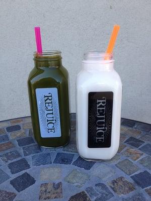 G2 (Apples, carrots, kale, lemon, ginger) $8.50 and Almond (coconut water, raw honey and almond, cinnamon) $8.50