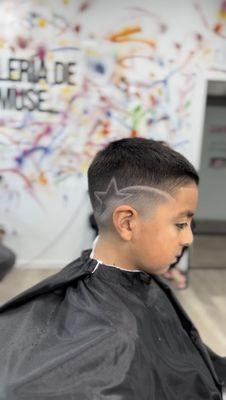 Star Design with bald fade