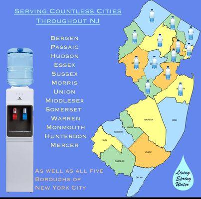 Living Spring Water offers full service to these New Jersey Counties. Outside of these counties, give us a call to discuss special orders.