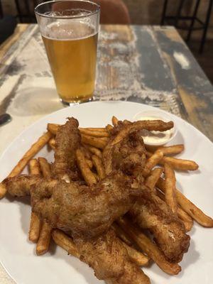 Fish and chips paired with a nice local ale beer