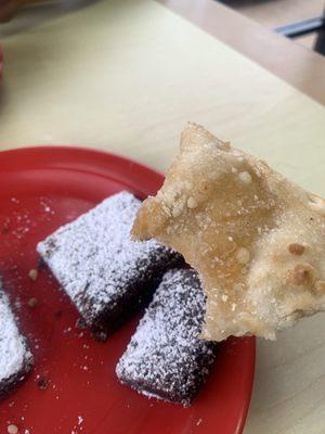 apple pizza dessert and Fudge Brownies