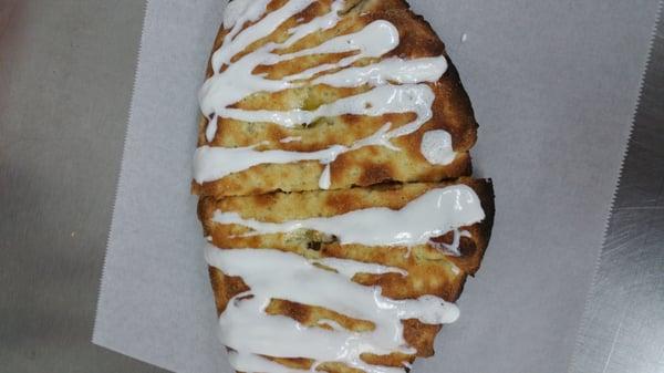 Dessert calzone available in apple and cherry....