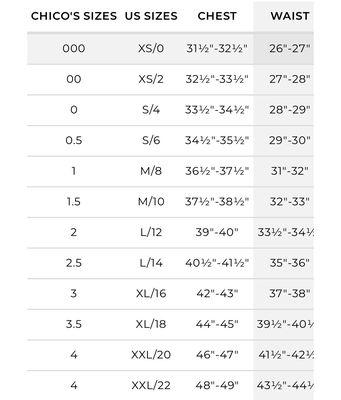 Chicos size chart