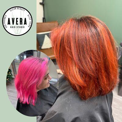 Color correction neon pink to copper hair. #HAIRTRANSFORMATION